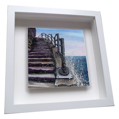 Cat and Dog Stairs - Framed Tile